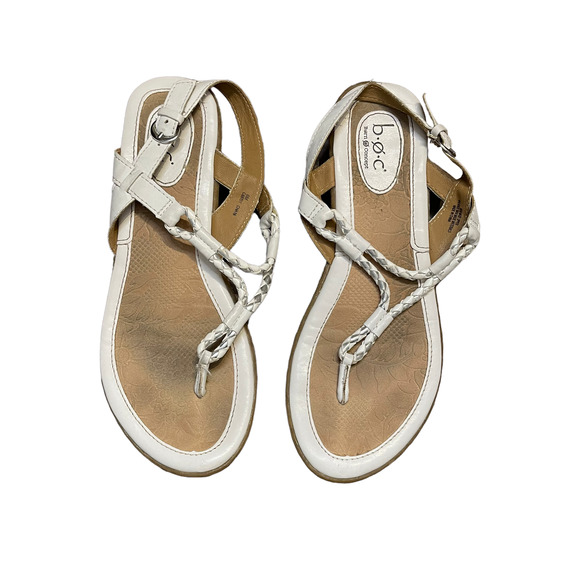 B.O.C. Born Concept Sandals Size 8M White Leather C89701 Thong Strap‎ - Picture 1 of 9